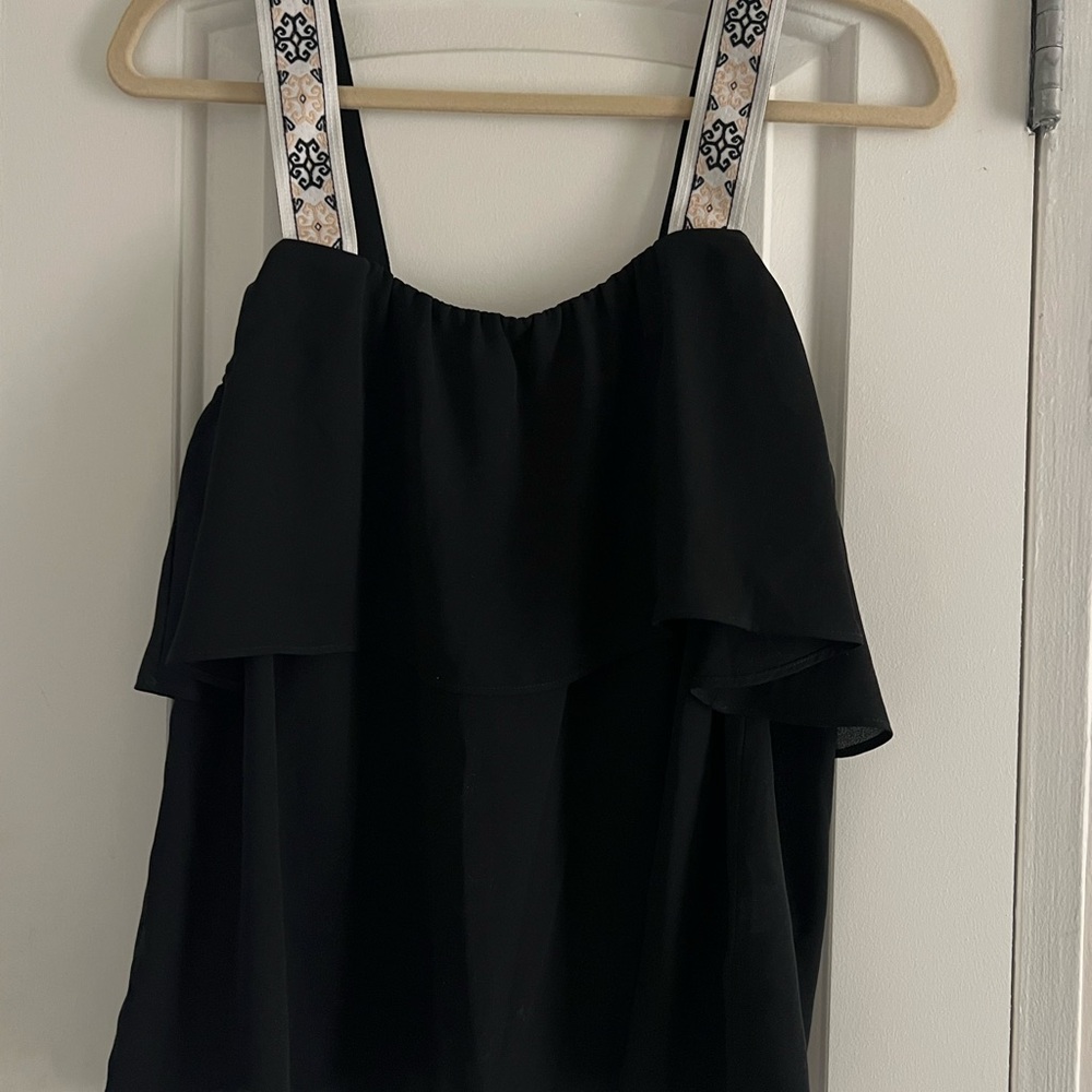 J. Crew Black Ruffled Camisole Top